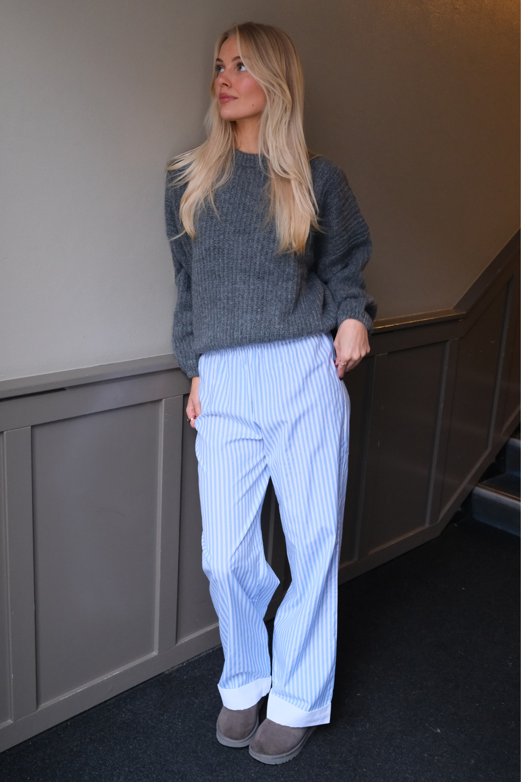 Layla Striped Pants - Bleu clair