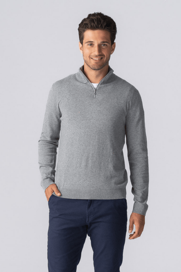 Pullover Half Zip - Mélange gris