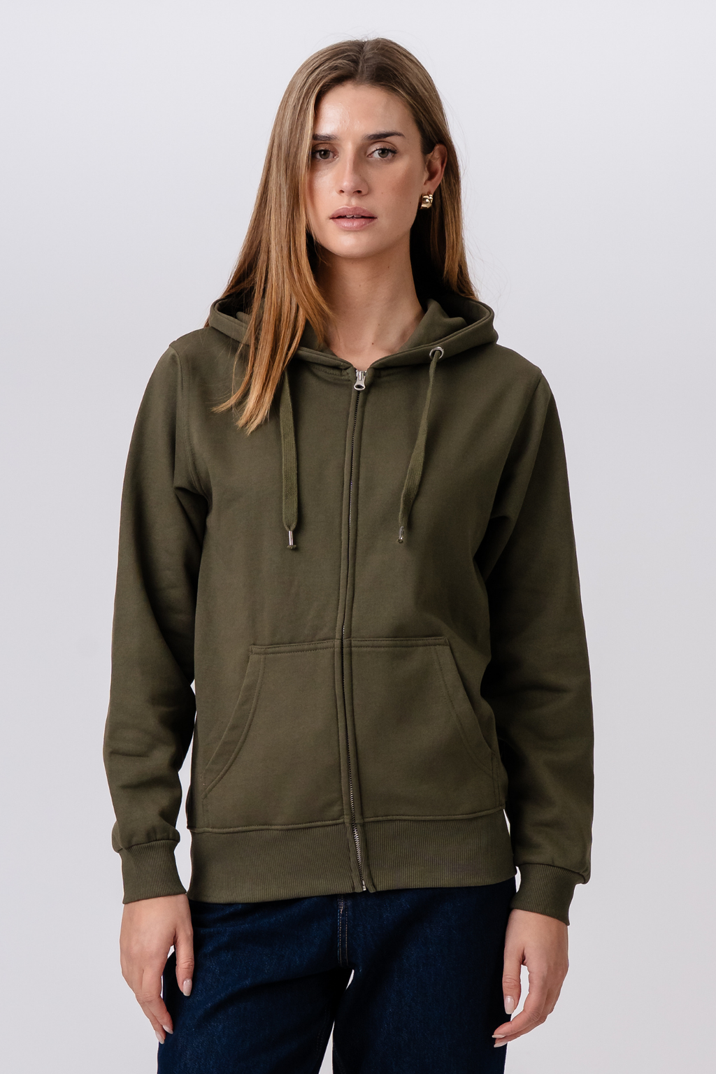 Basic Zip Hoodie - Leger