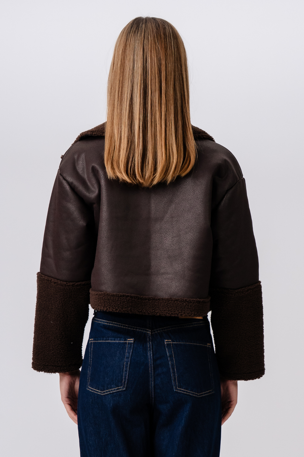 Veste de shearling de marguerite - marron / noir