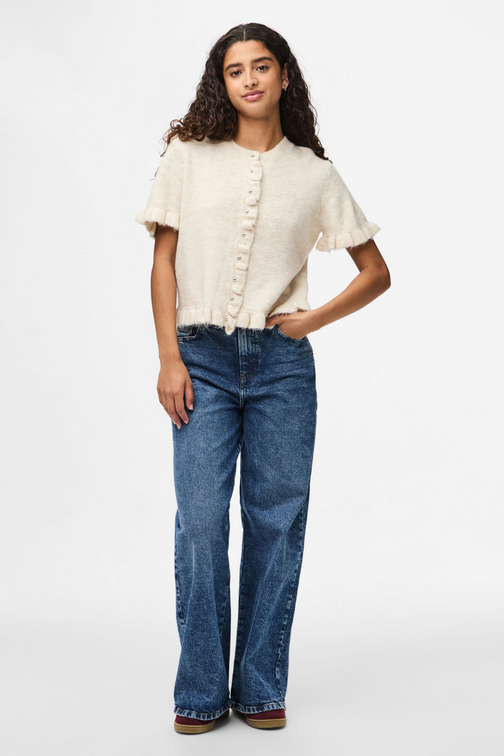 Cardigan en tricot à traits lydi - bouleau