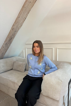 Cardigan Col O Camille - Bleu Brunnera