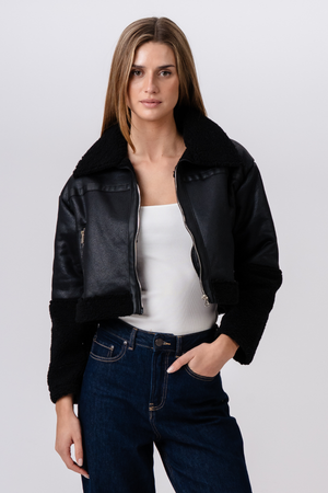 Daisy Shearling Jacket - Zwart/zwart