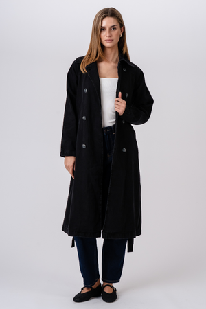 Denim trenchcoat - antraciet