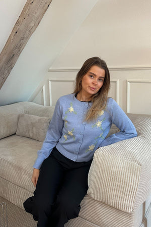 Cardigan Col O Camille - Bleu Brunnera