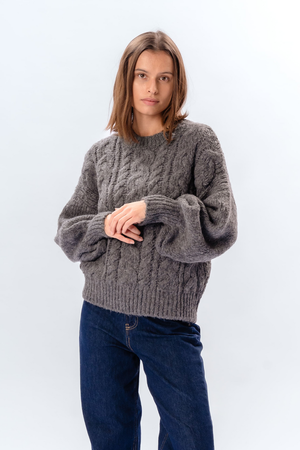 Emma Cable Knit - Gris Moyen