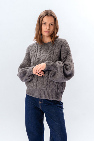 Emma Cable Knit - Gris Moyen