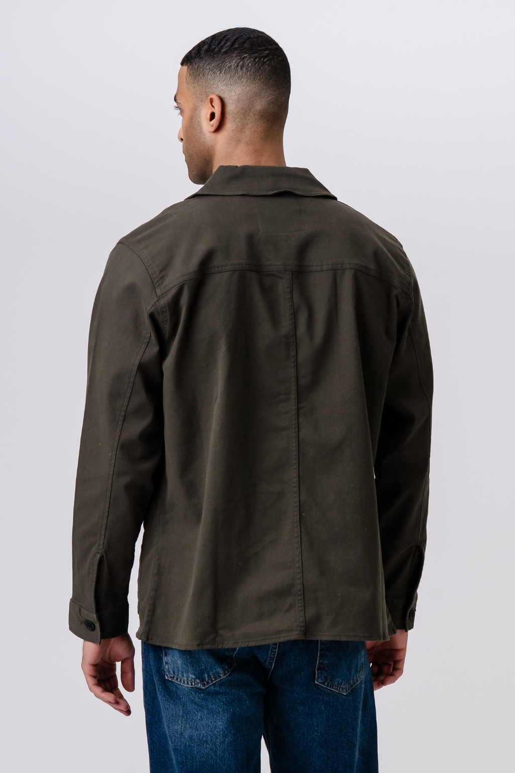 Twill shirt jas - donkere olijf