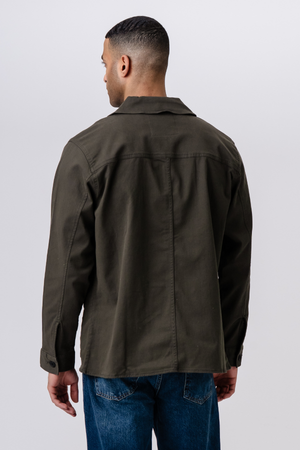 Twill shirt jas - donkere olijf