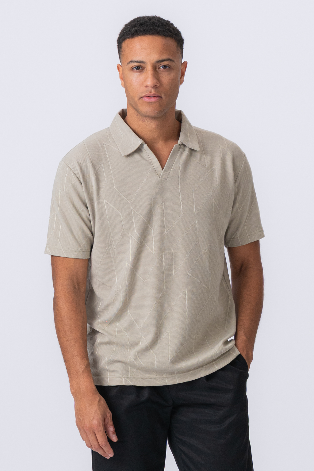 Polo texturé atlas - khaki
