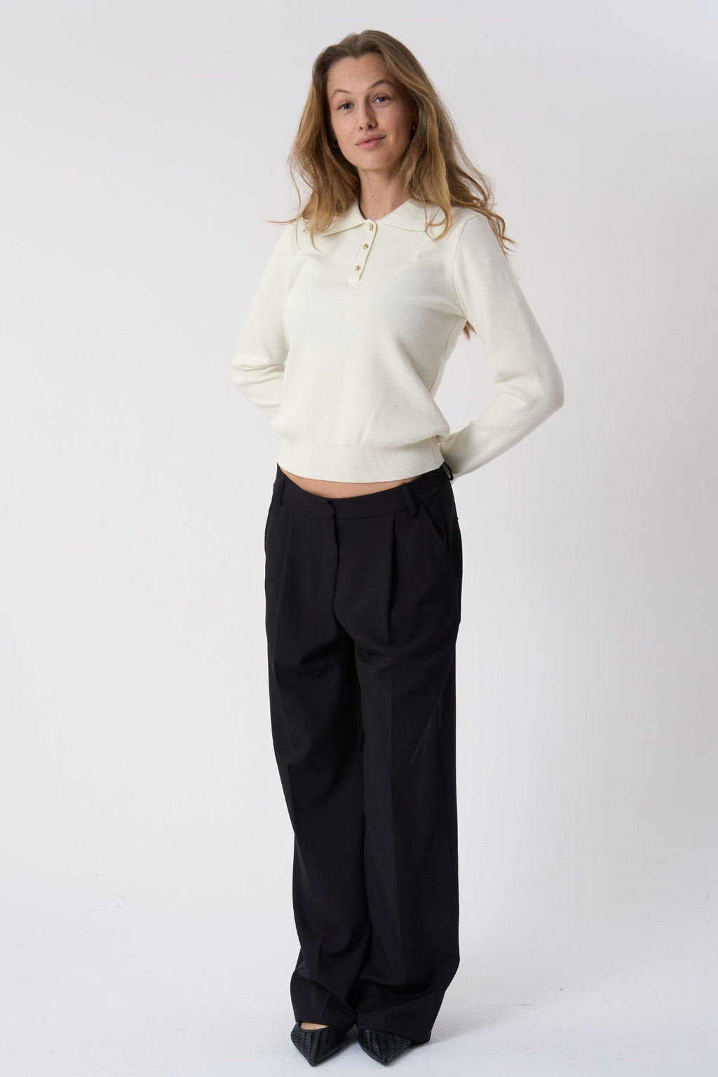 Long-sleeved Polo Shirt - Ecru