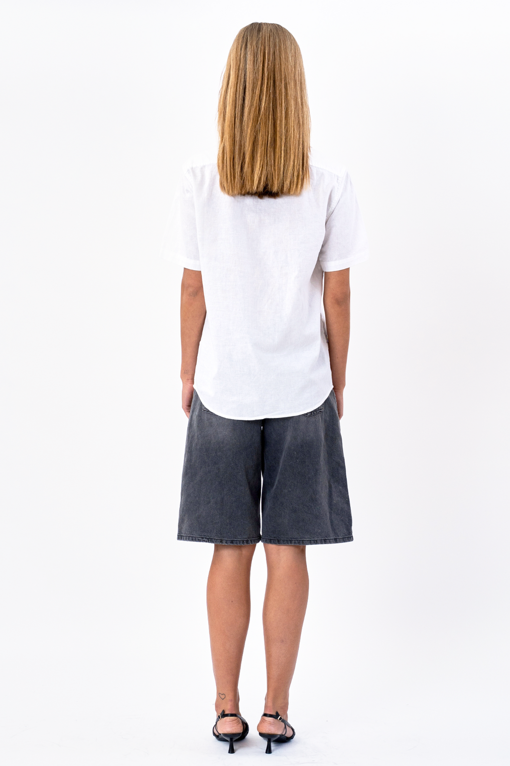 Korte mouw linnen shirt - wit