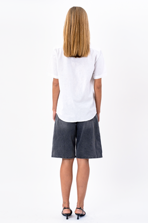 Korte mouw linnen shirt - wit