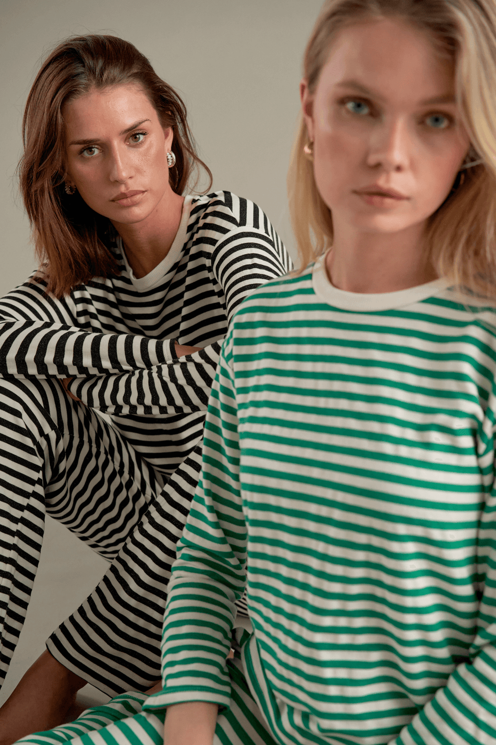 Gestreepte lange mouw Slim Fit - Zwart