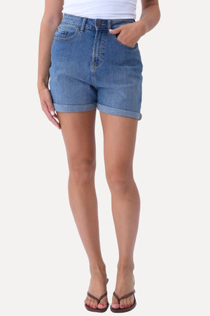 The Original Performance Denim Shorts - Medium Blauw Denim (Vrouw)