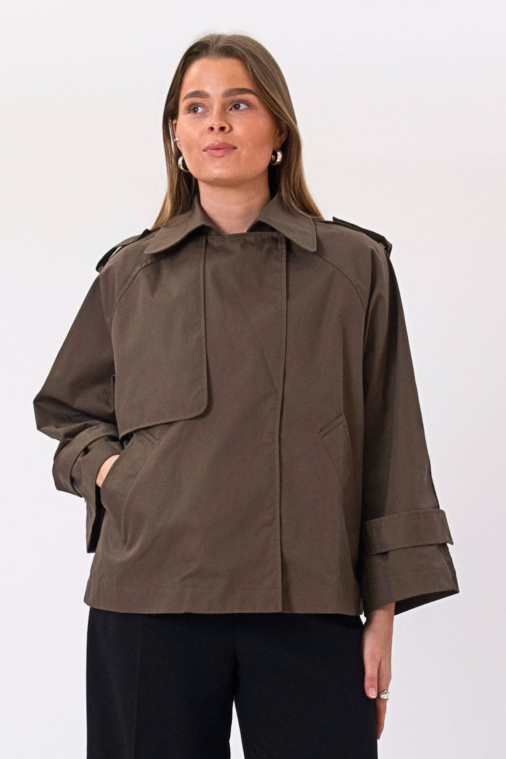 Elara korte trenchcoat - bruin