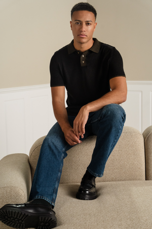 Polo tricoté - brun