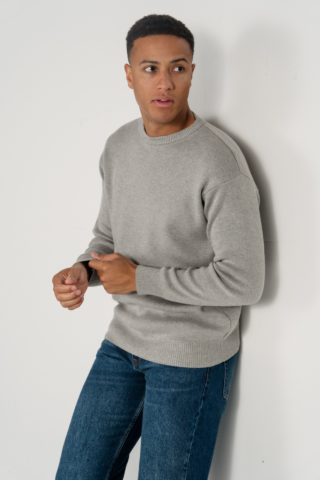 Crewneck Knit Sweater - lichtgrijs