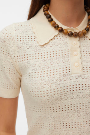 Col polo festonné Limone - Bouleau