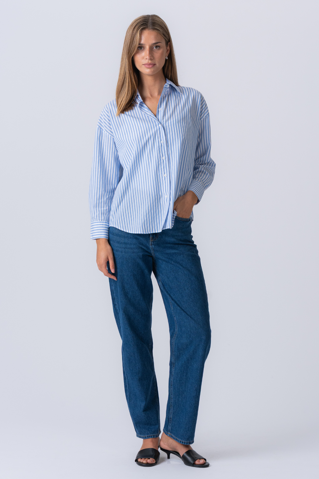 Chemise à rayures Layla - bleu clair
