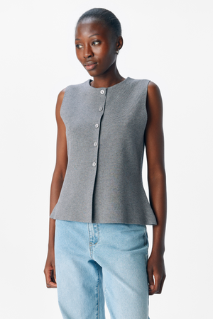 Reynard Knit Vest - Medium Gray Melange