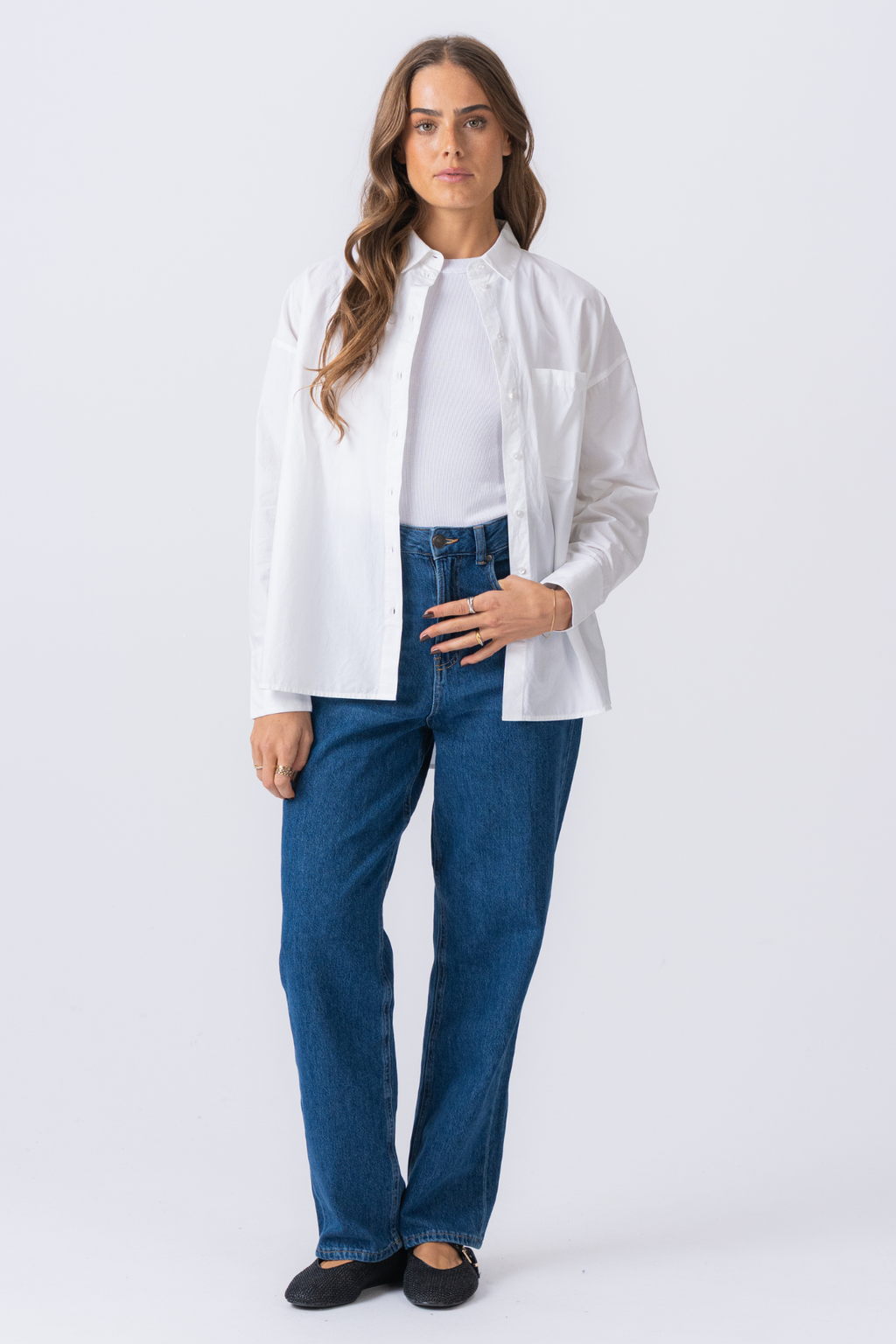 Ontspannen shirt - wit
