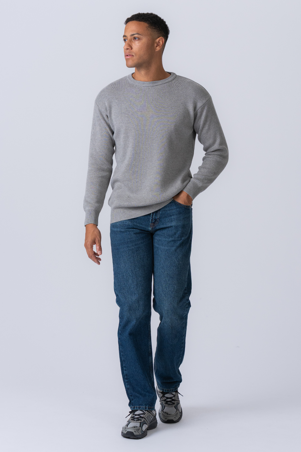 Crewneck Knit Sweater - lichtgrijs
