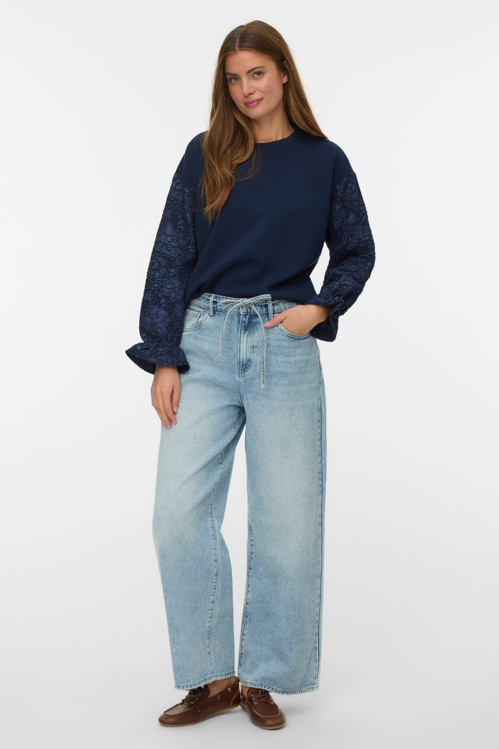 Wien Jeans met brede riem - Lichtblauw denim