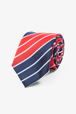 Tie - Red/Navy/White Striped