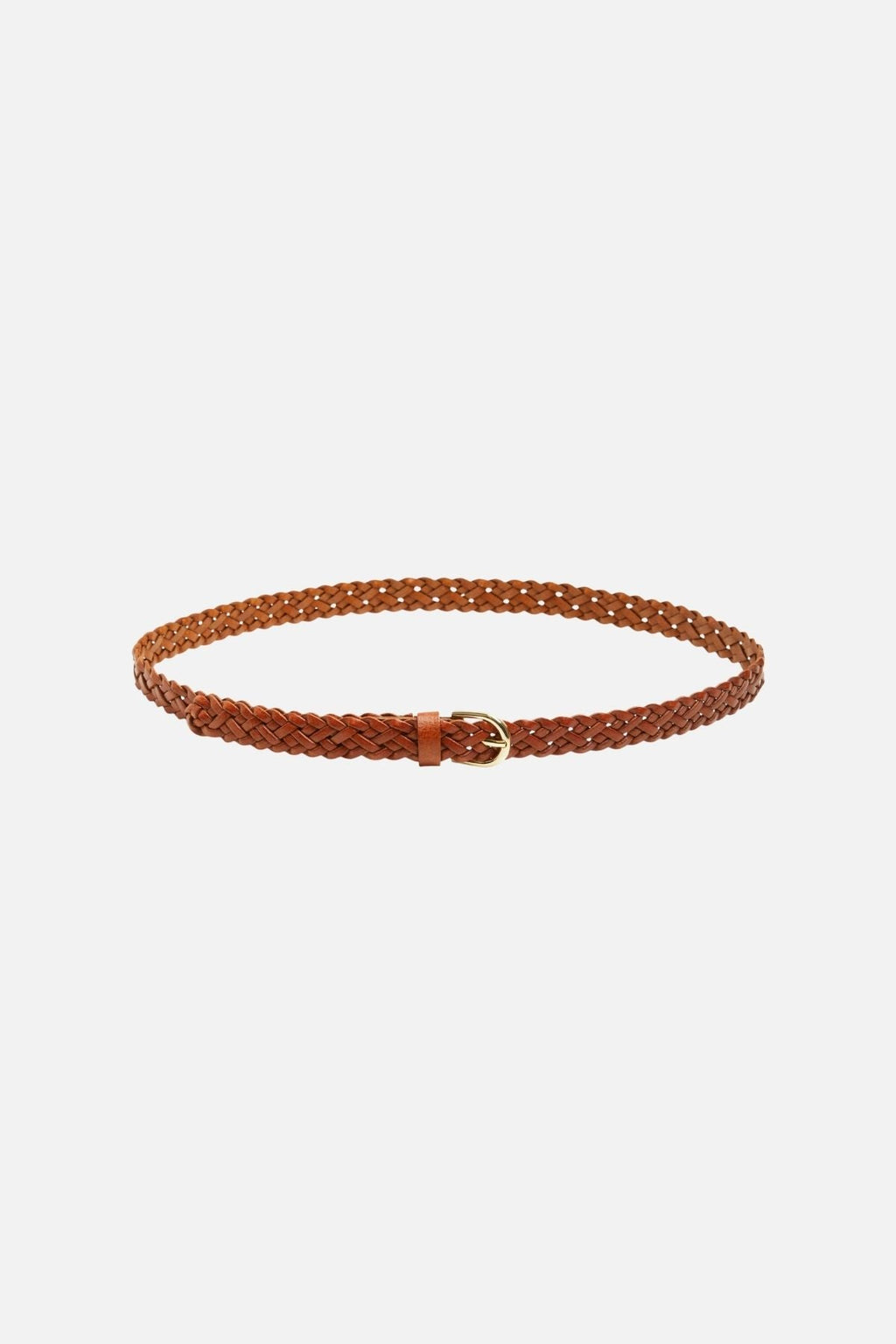 Avery leer gevlochten Slim Riem - cognac
