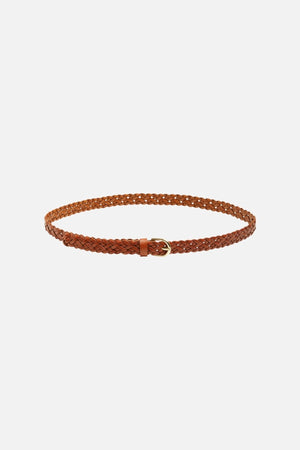 Avery leer gevlochten Slim Riem - cognac