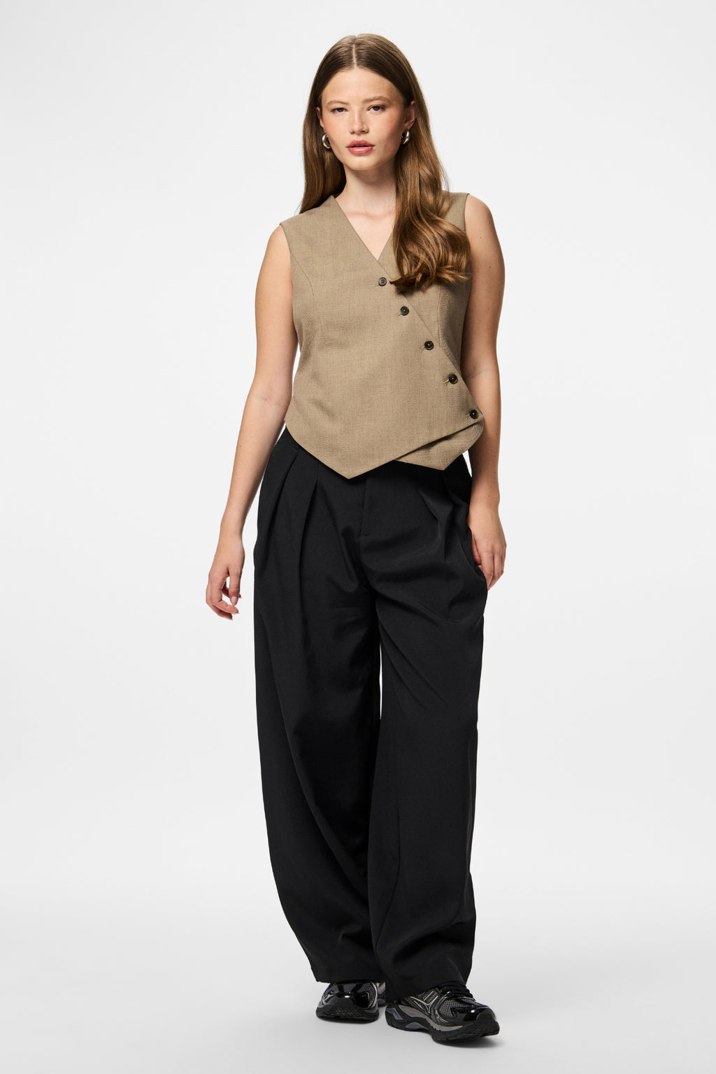 Bubbles asymmetrisch vest - grijs