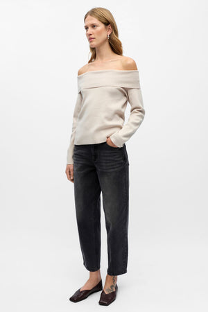 Reynard Off Shoulder Knit - Silver Grey