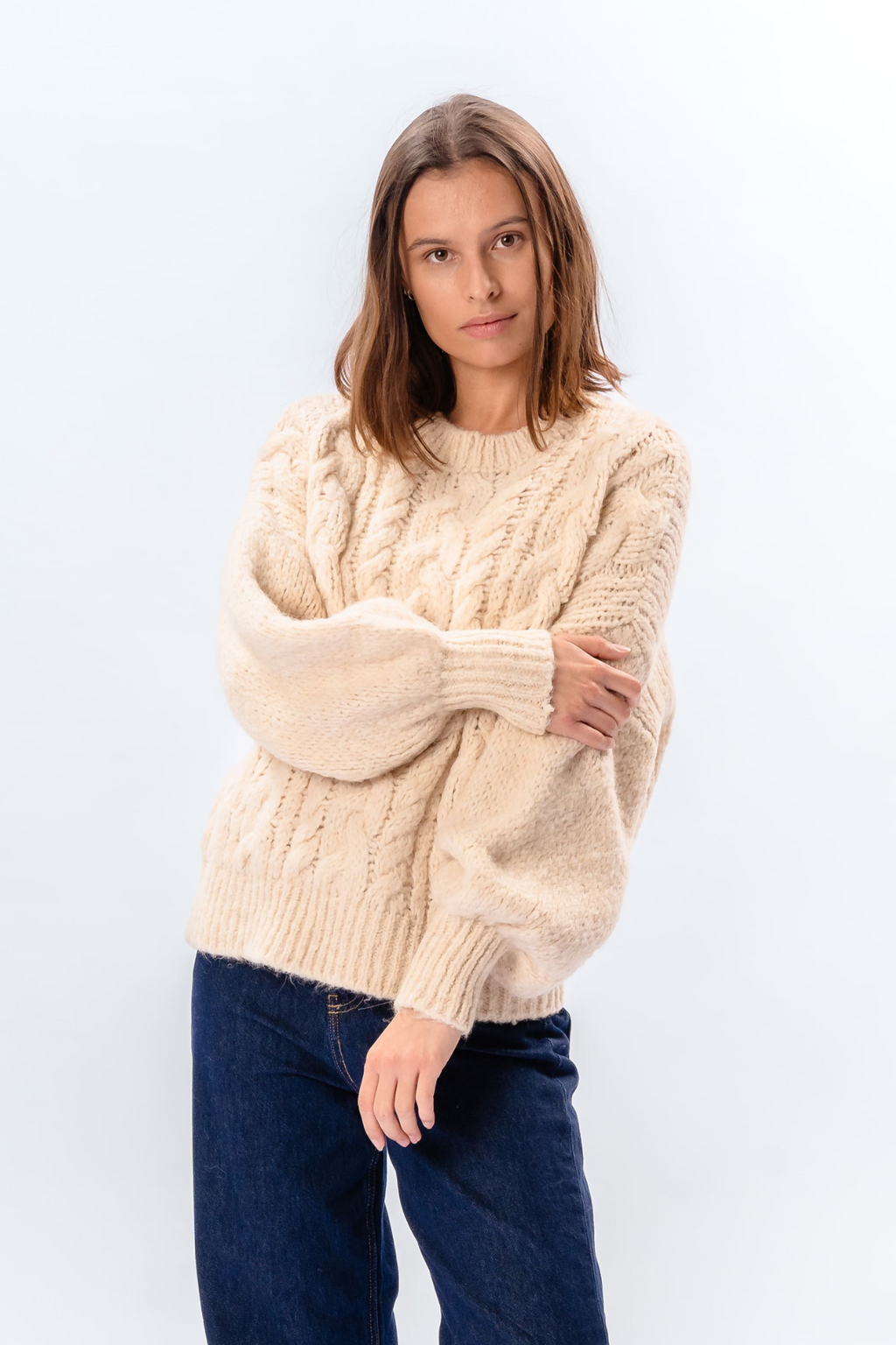 Tricot torsadé Emma - Blanc cassé