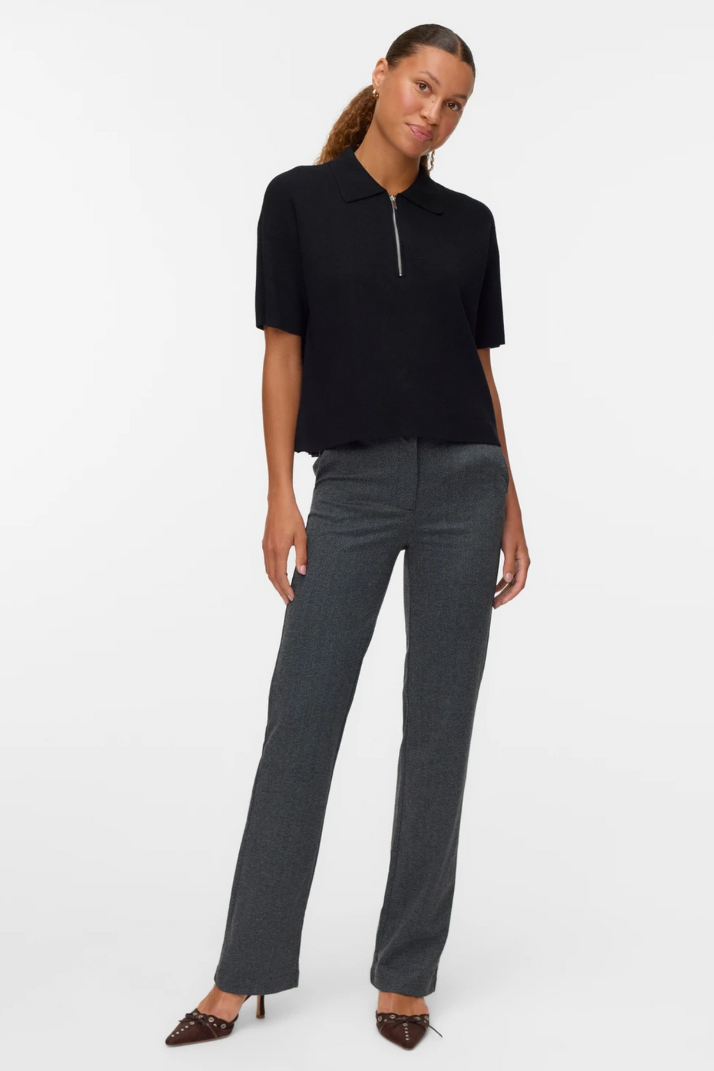 Goud 2/4 Poloneck -pullover - zwart