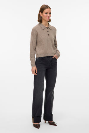 Pull à col polo Exciting - Vison Argenté