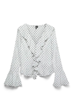 Willow Frill Top - Snow White:Black dot
