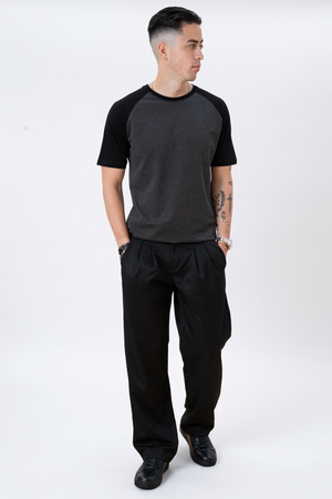 Basic Raglan T-shirt-Zwart-donker grijs