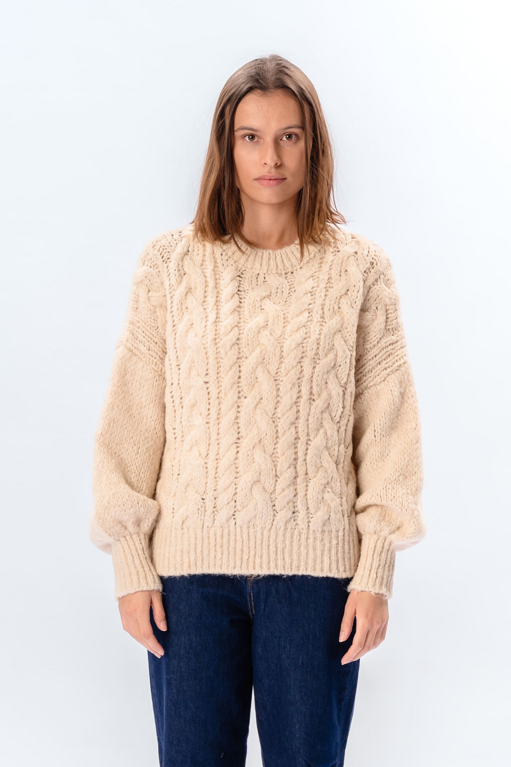 Tricot torsadé Emma - Blanc cassé