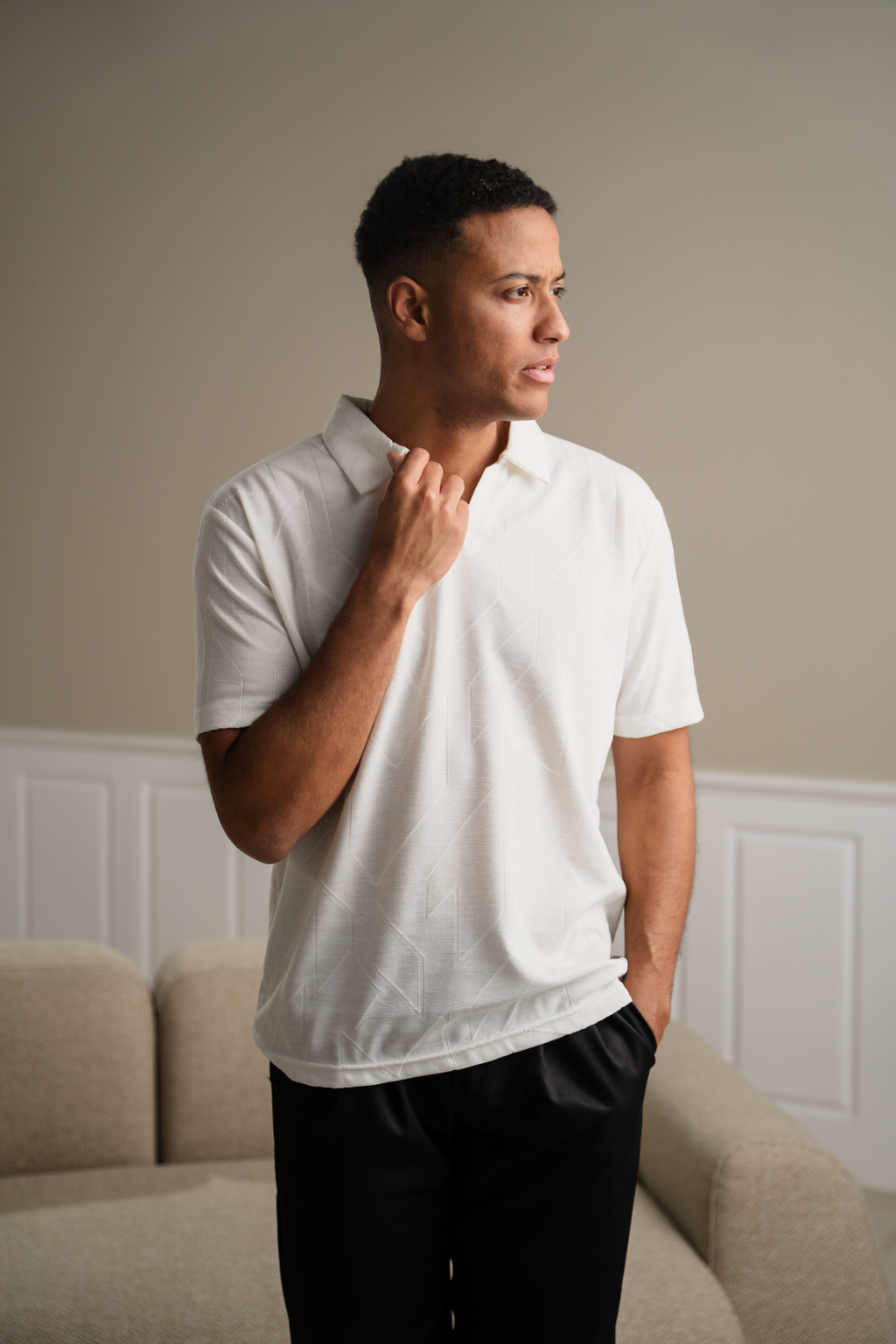 Polo texturé atlas - blanc