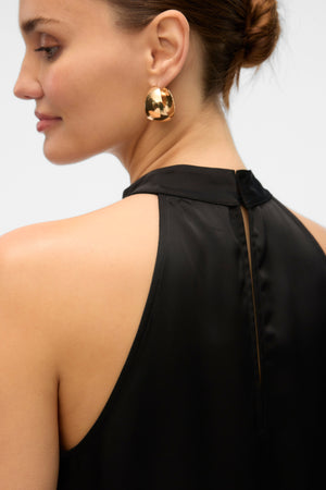 Elena Halter Neck Short Dress - Black