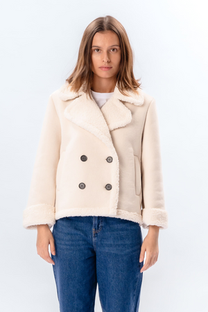 Shearling Short Coat - Chalk