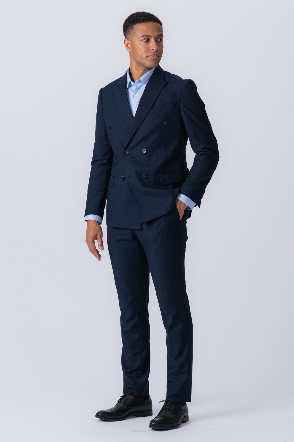 Premium Double-breasted Blazer - Navy
