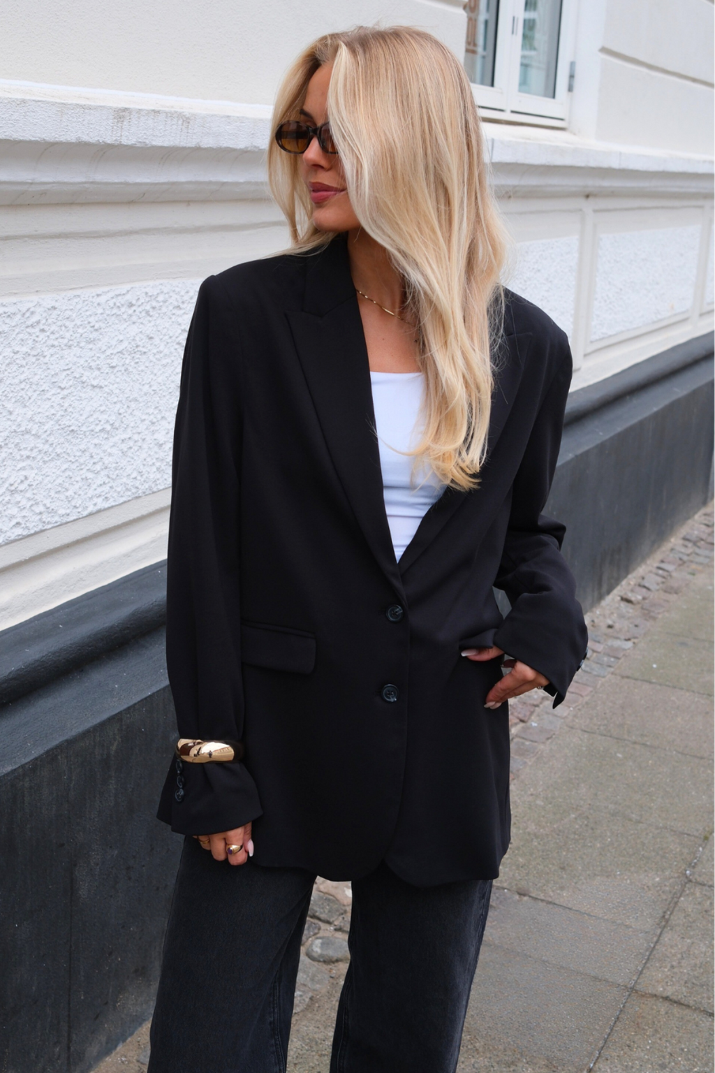 Blazer met klassieke pasvorm - Zwart