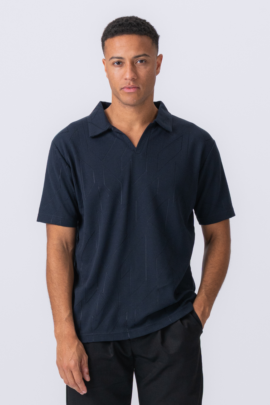 Atlas Textured Polo - Navy