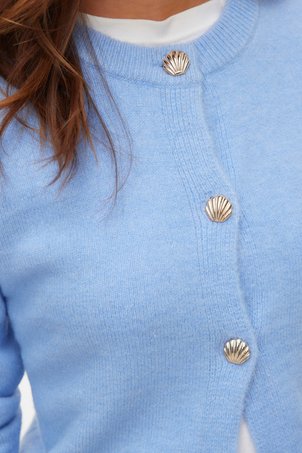 Fiona Short Button Cardigan - Brunnera Blue Melange