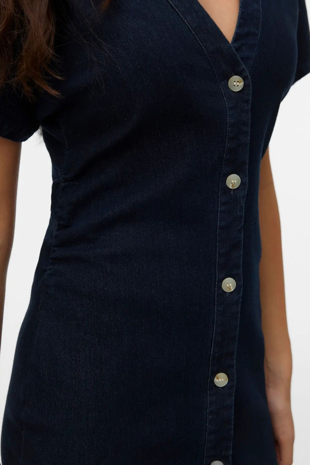 Robe à col en V Sanni - Denim bleu foncé