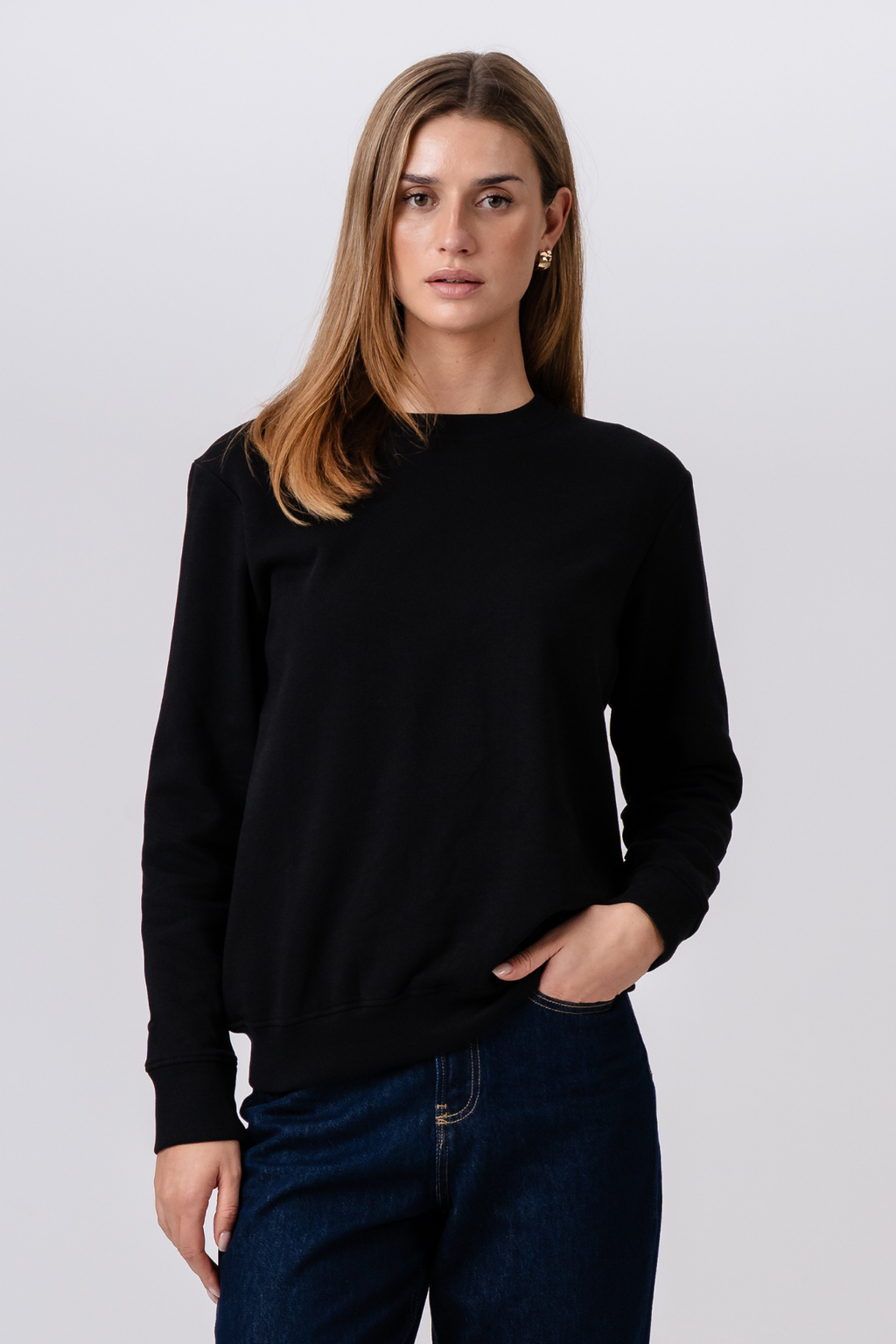 Sweatshirt met ronde hals - Zwart