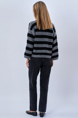 Josie Polo Knit - Gris/Noir