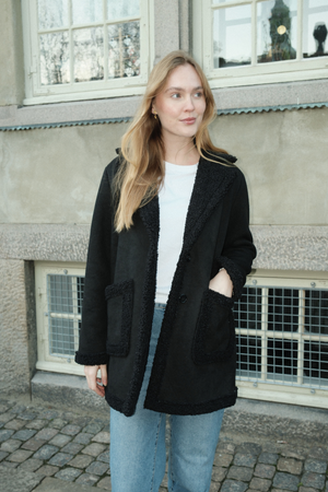 Shearling Mantel - Zwart